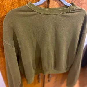 Olive Cropped Crewneck Sweatshirt